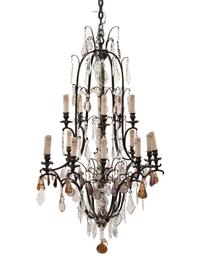 A French Gilt Bronze and Cut Glass Sixteen-Light Chandelier