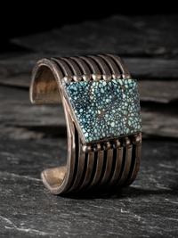 Heavy Sterling Silver and Turquoise Cuff Bracelet