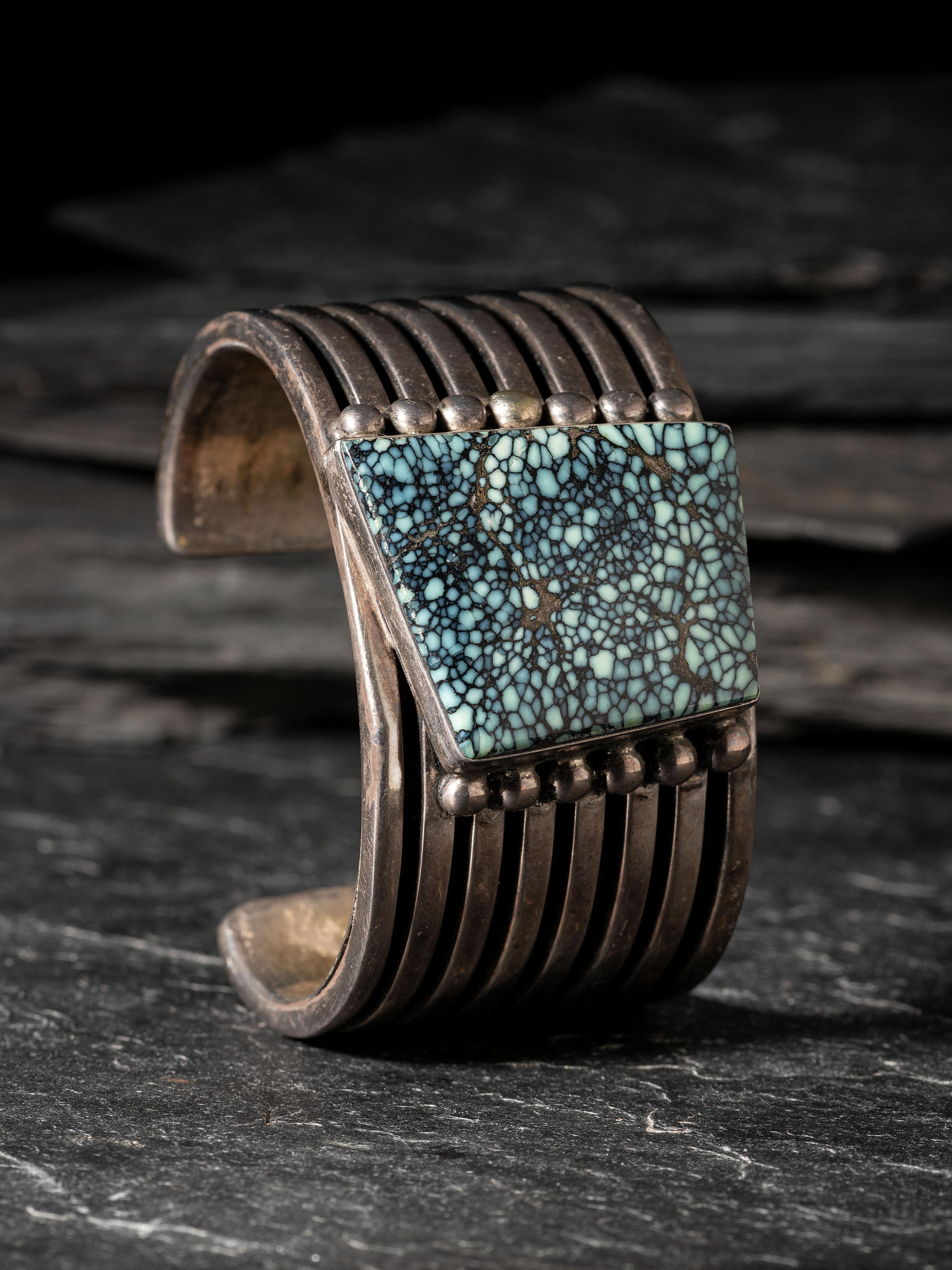 Heavy Sterling Silver and Turquoise Cuff Bracelet