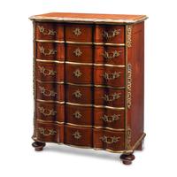 An Italian Parcel-Gilt Fruitwood Tall Chest of Drawers