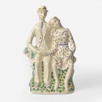 A Wedgwood Arnold Machin (1911-1999) Designed "Country Lovers" Queensware Figural Group, UK, circa 1940