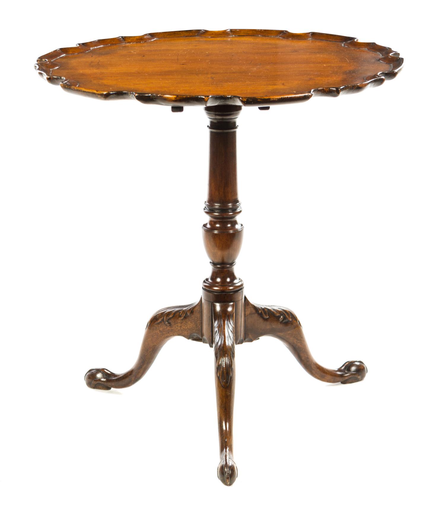 A Chippendale Style Mahogany Tilt-Top Tea Table Height 27 1/2 x diameter of top 26 inches. — 19TH CENTURY