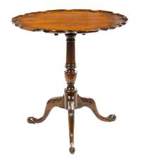 A Chippendale Style Mahogany Tilt-Top Tea Table Height 27 1/2 x diameter of top 26 inches. — 19TH CENTURY