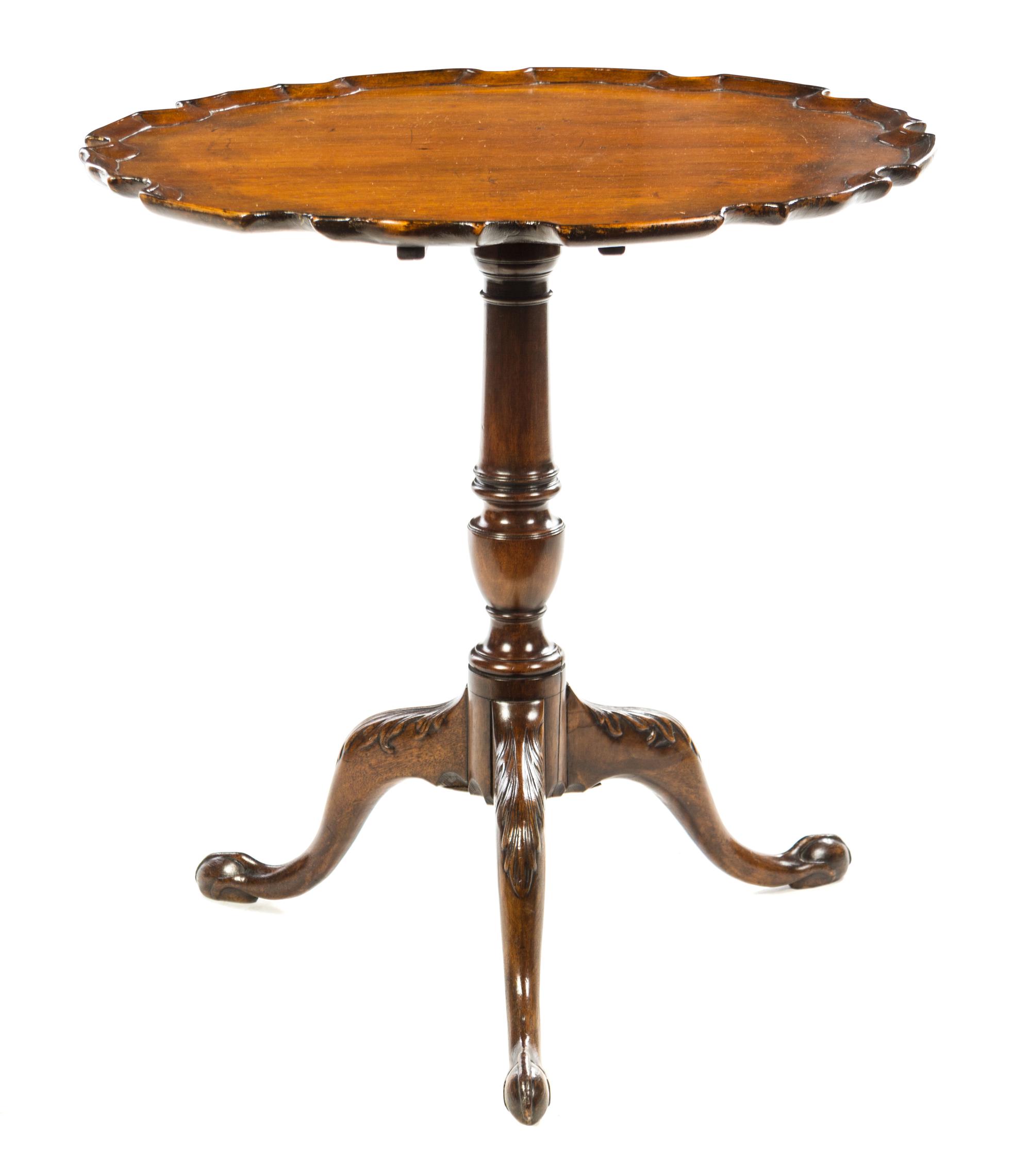 A Chippendale Style Mahogany Tilt-Top Tea Table Height 27 1/2 x diameter of top 26 inches. — 19TH CENTURY