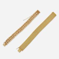 A Set of Two 14K Yellow Gold Bracelets