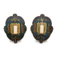 A Pair of English Parcel Gilt Tole Wall Sonces