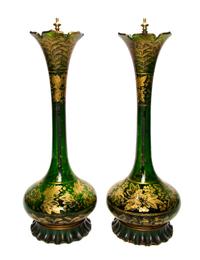 A Pair of Venetian Glass Vases, Height 22 1/2 inches.