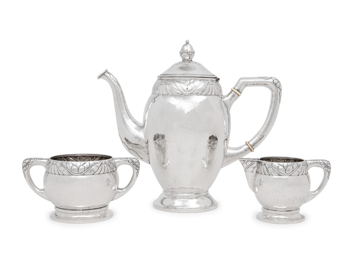 A Danish Silver Three-Piece Coffee Service