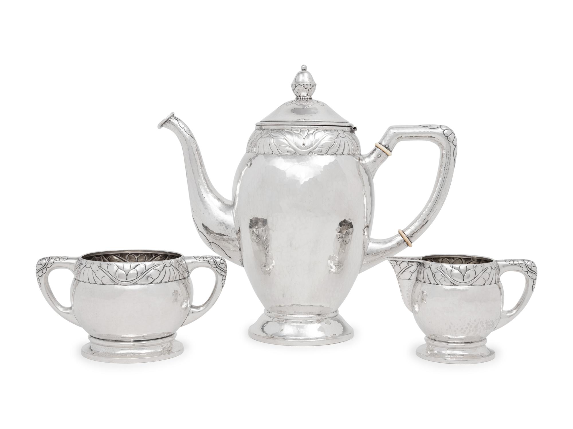 A Danish Silver Three-Piece Coffee Service
