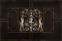 An Italian Ebony and Marquetry Table and Mirror Height 29 1/4 x width 20 3/4 x depth 19 inches. — 19TH CENTURY