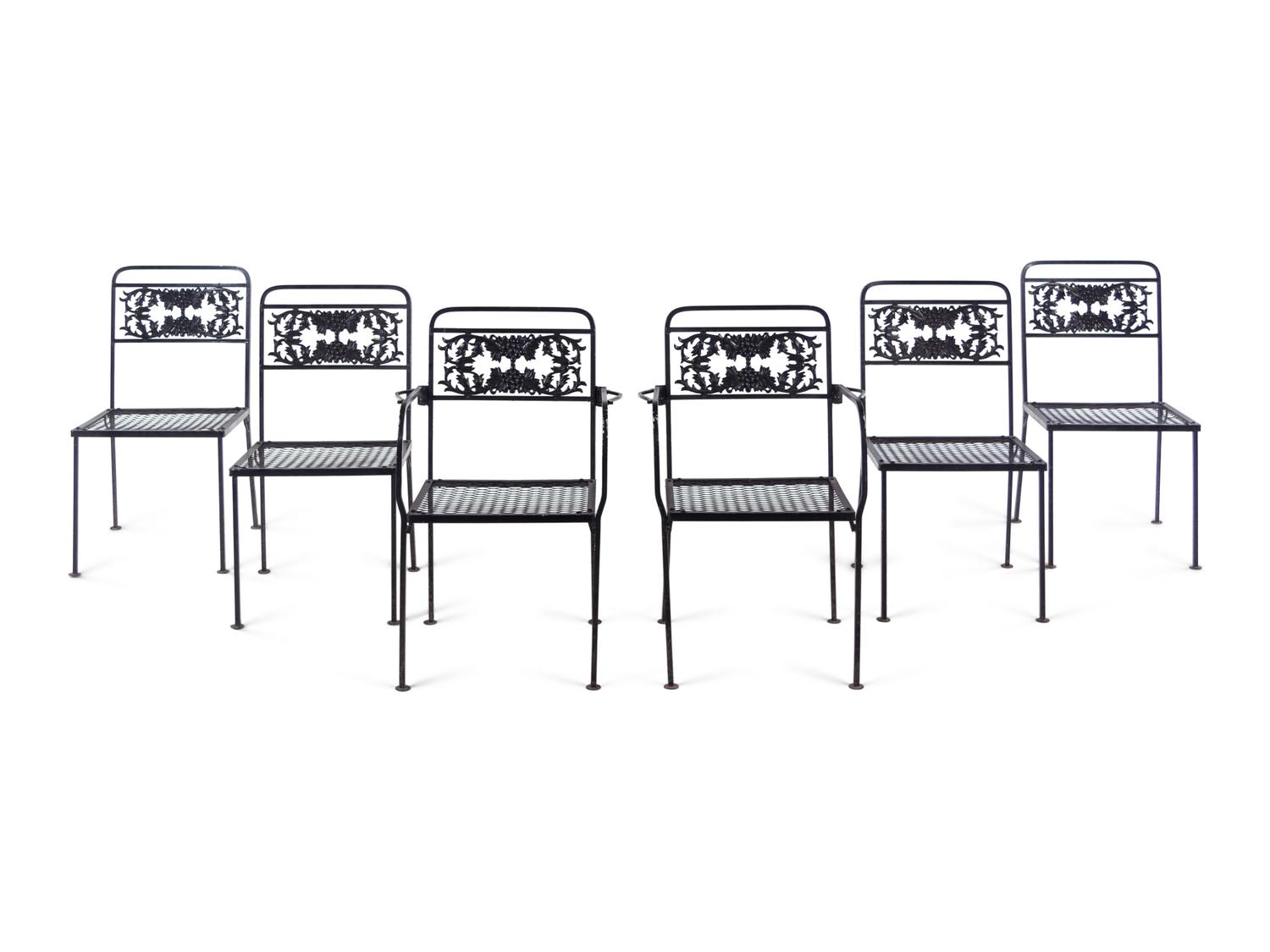 A Metal Garden Dining Table and Six Chairs