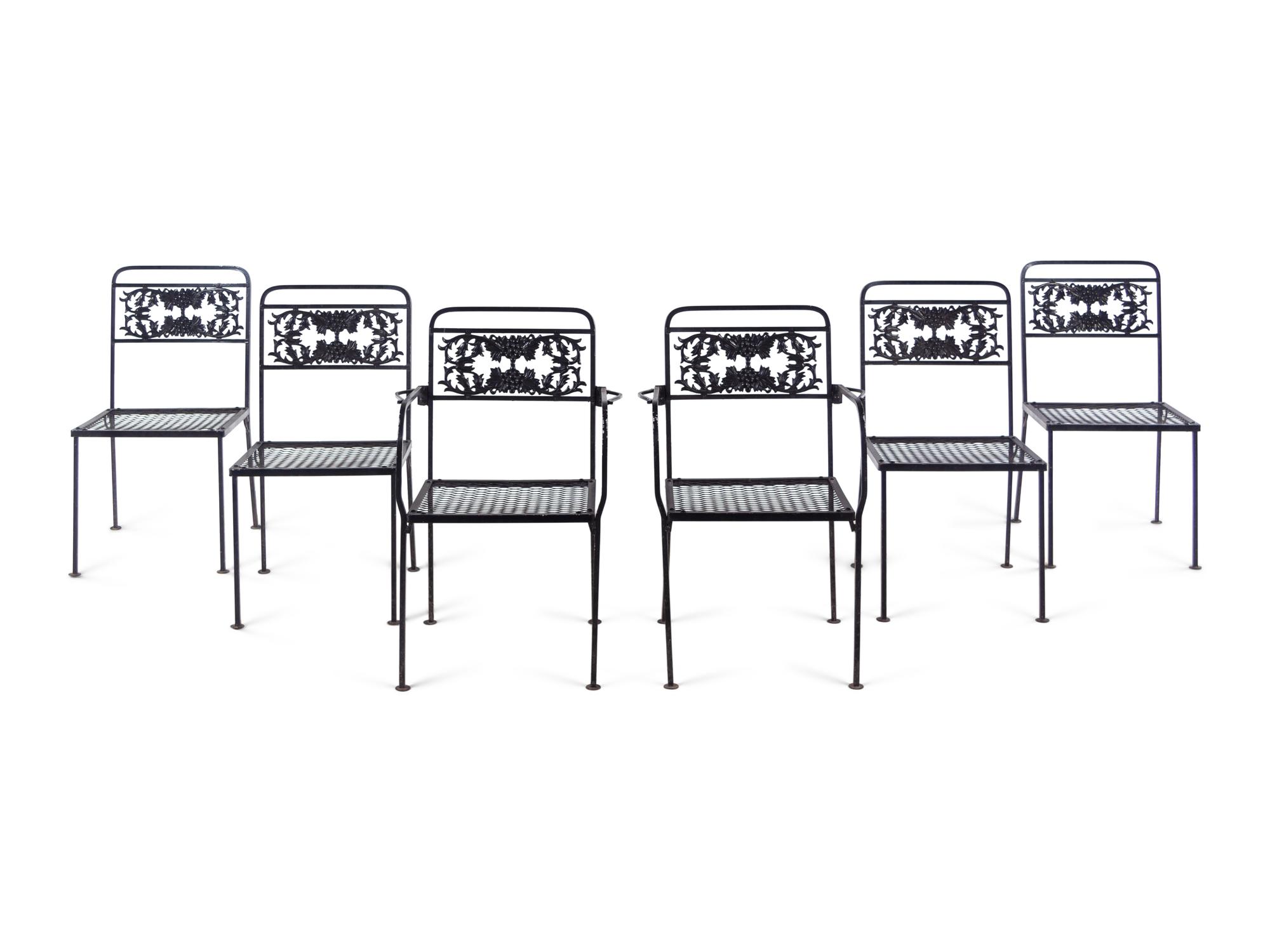 A Metal Garden Dining Table and Six Chairs