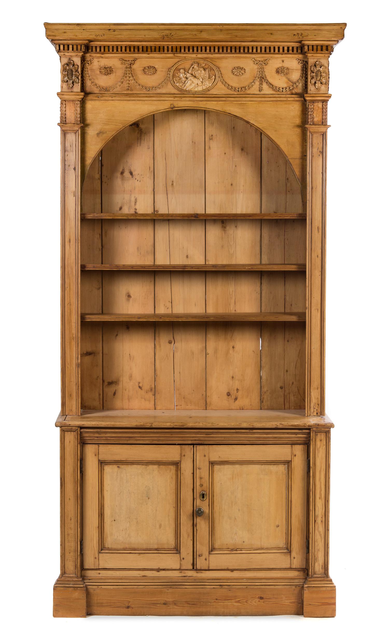 A French Provincial Pine Bookcase Height 92 1/4 x width 43 1/2 x depth 14 1/4 inches. — 19TH CENTURY WITH ALTERATION