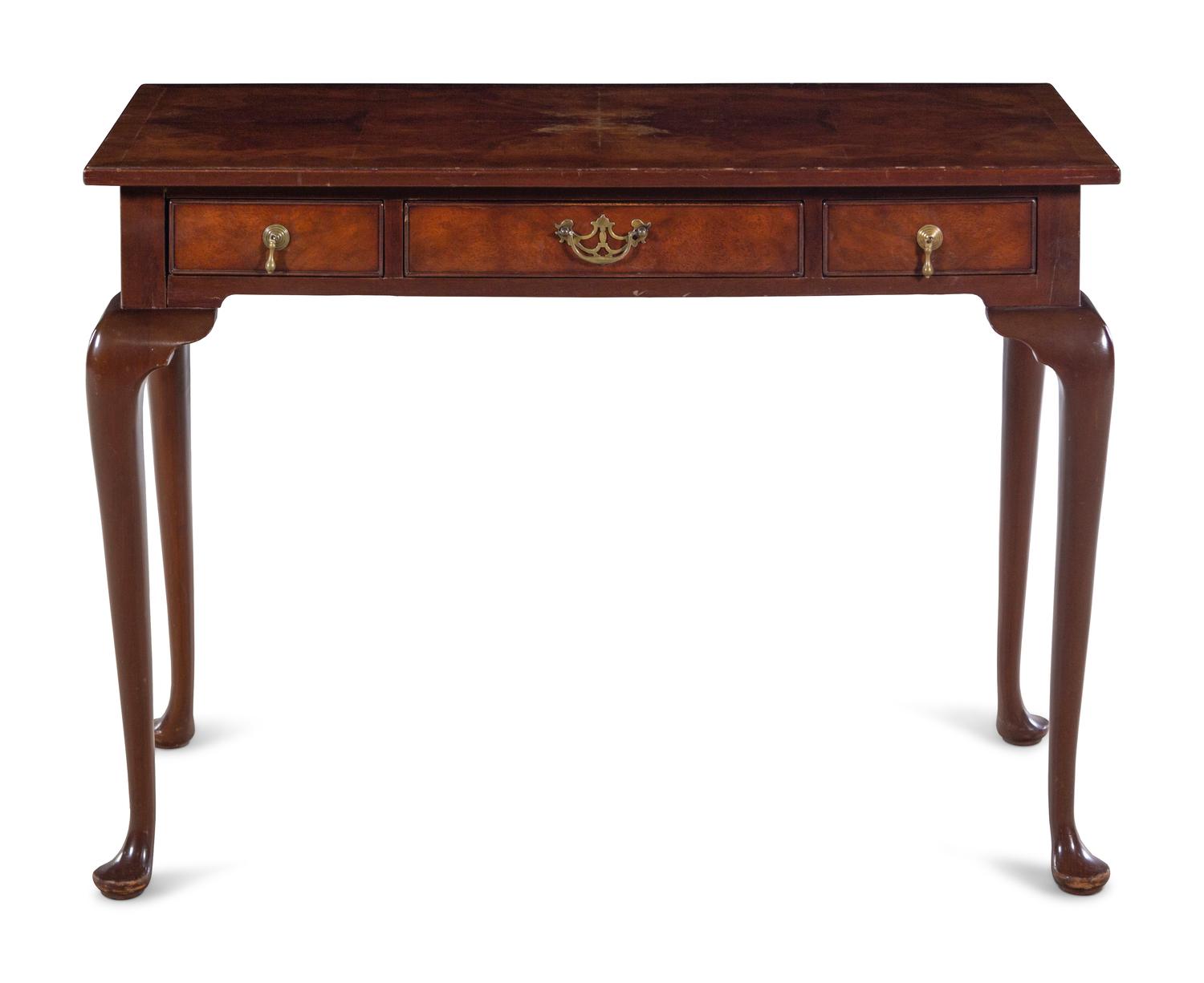 A Kittinger George III Style Burl Walnut Table