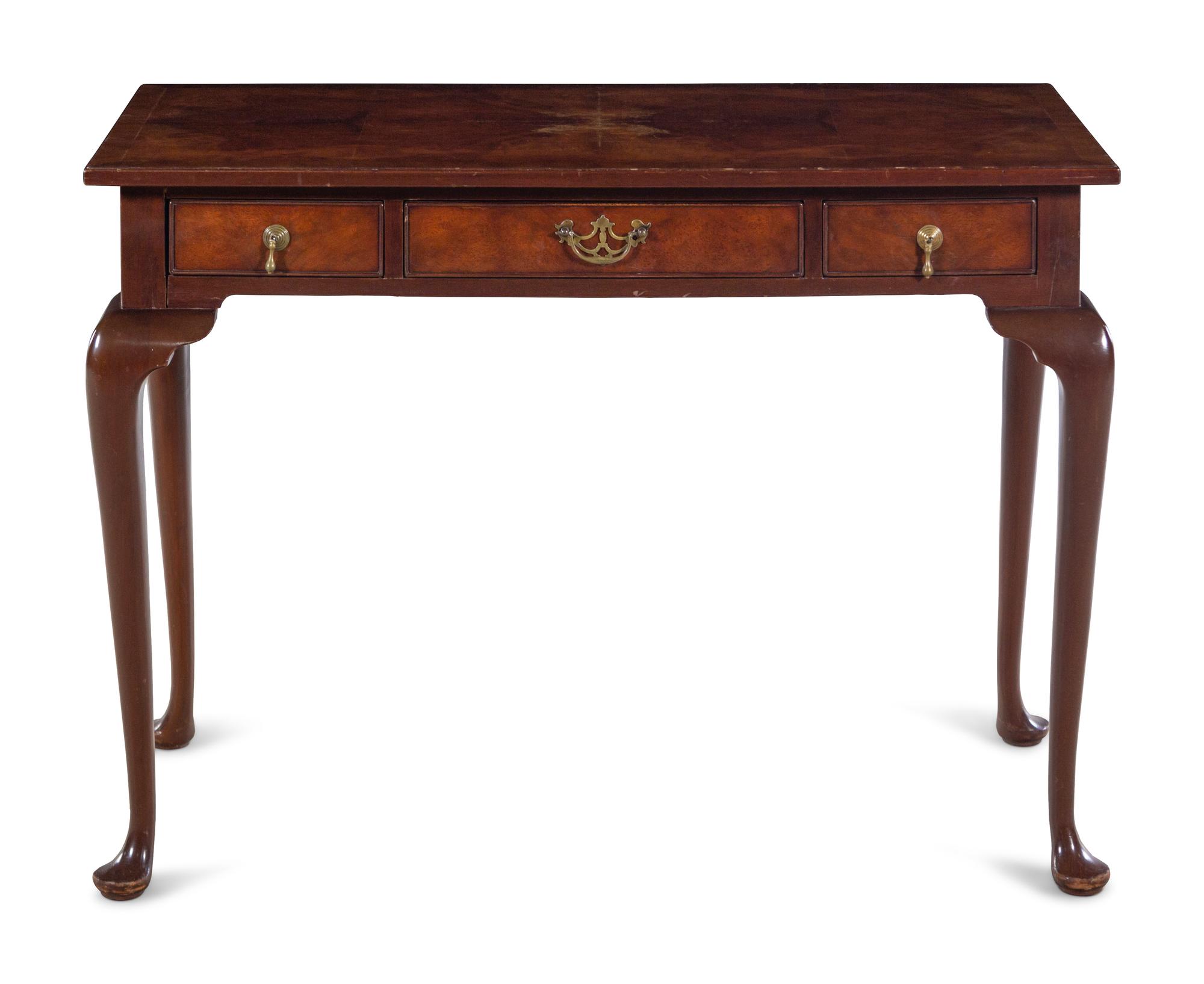 A Kittinger George III Style Burl Walnut Table