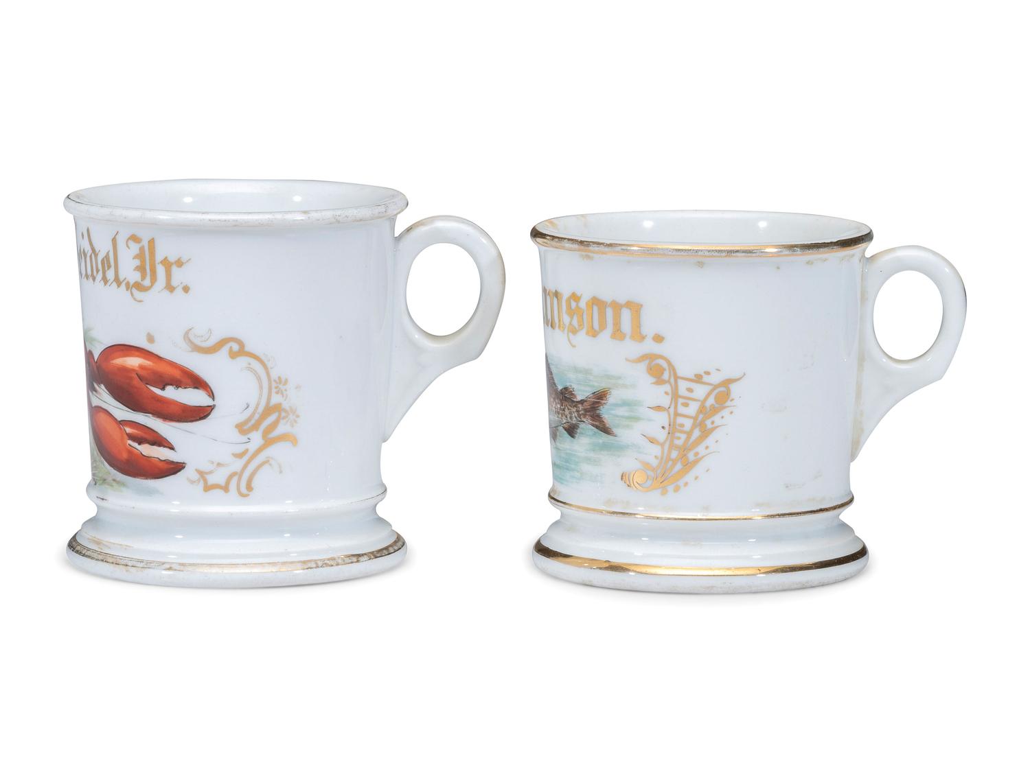 Two Porcelain Occupational Shaving Mugs of Marine Interest