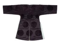 An Aubergine Silk and Cut Velvet Informal Surcoat