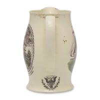 A Liverpool Commemorative Creamware Enameled Transferware Jug