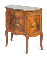 A Pair of Louis XV Style Vernis Martin Bedside Commodes