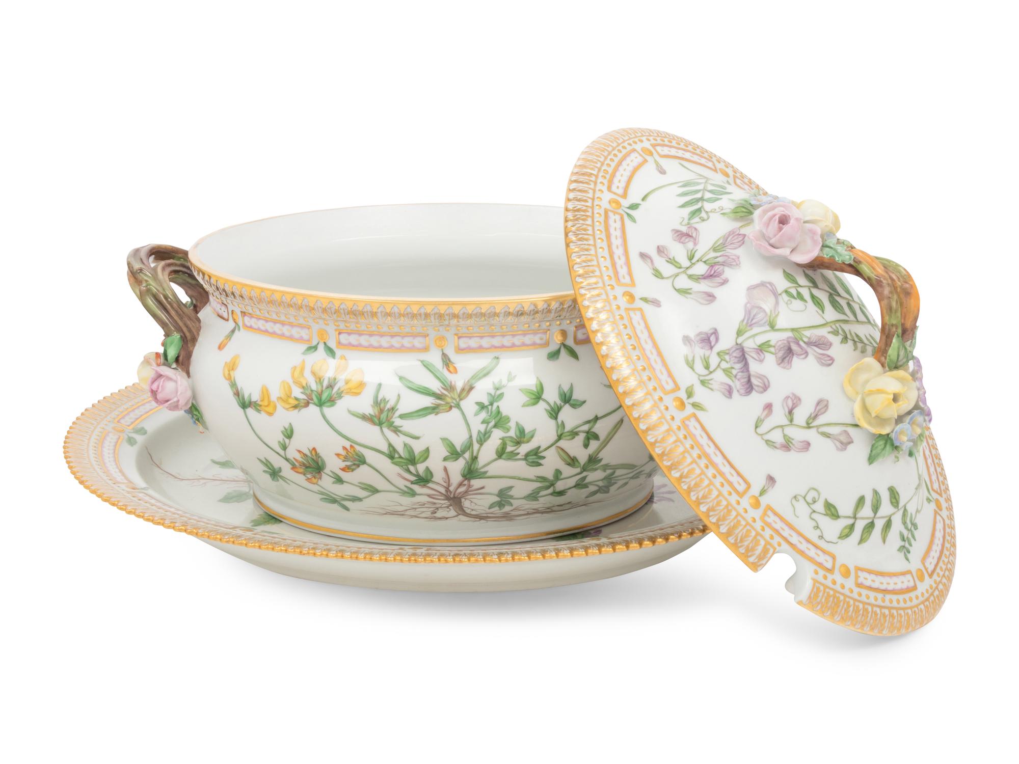A Royal Copenhagen Flora Danica Porcelain Tureen and Platter