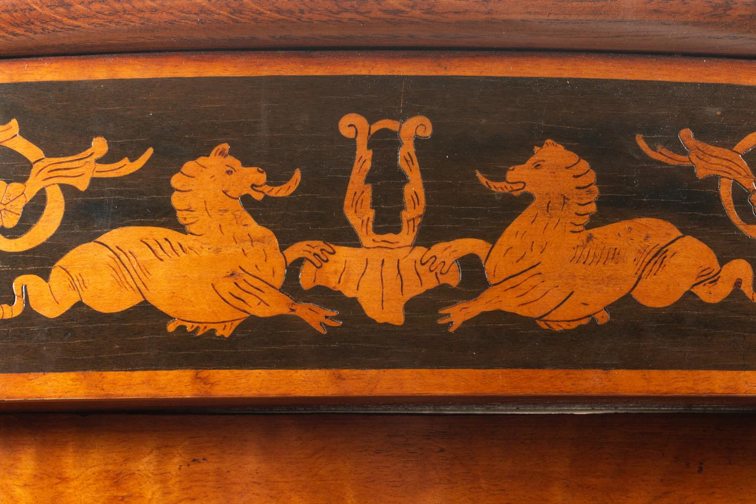 An Italian Neoclassical Part Ebonized Birch Corner Cabinet