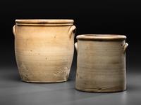 Two Cobalt Decorated Stoneware Crocks