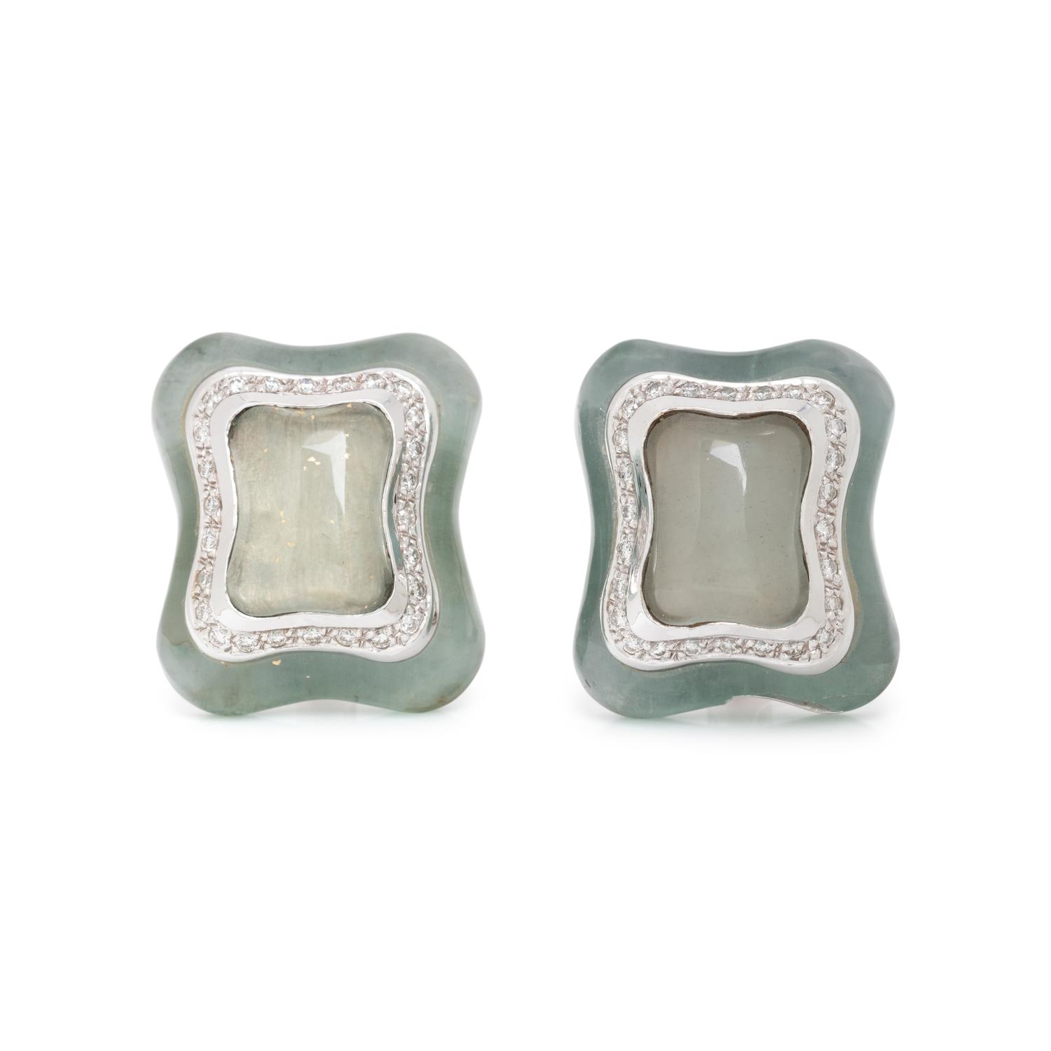 QUARTZ AND DIAMOND EARCLIPS