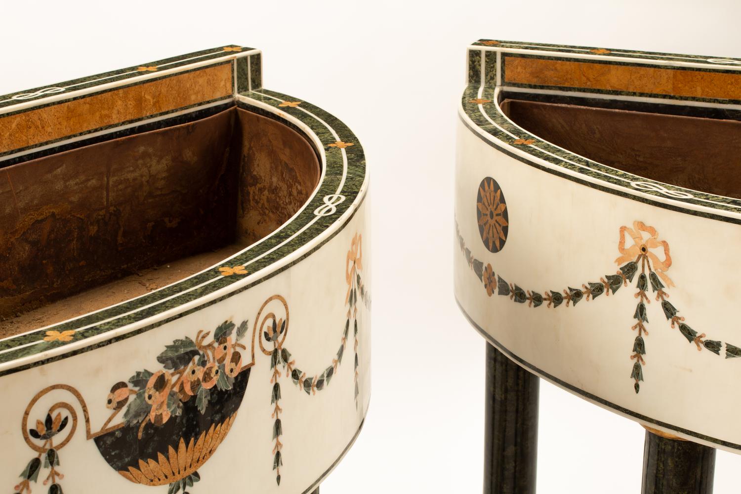 A Pair of Italian Neoclassical Style Specimen Marble Jardiniere Stands