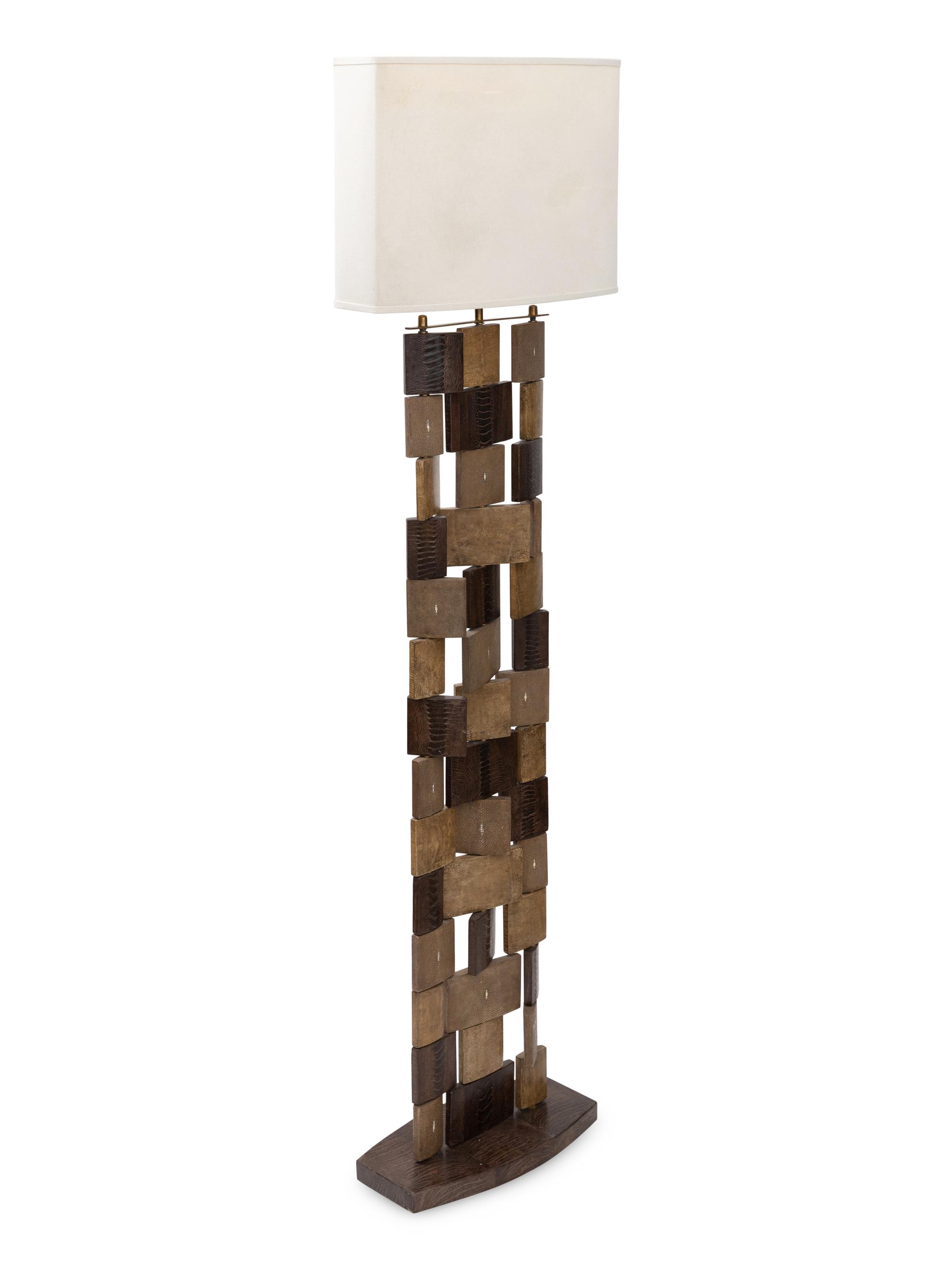 An R&Y Augousti Shagreen, Lizard and Ostrich Floor Lamp