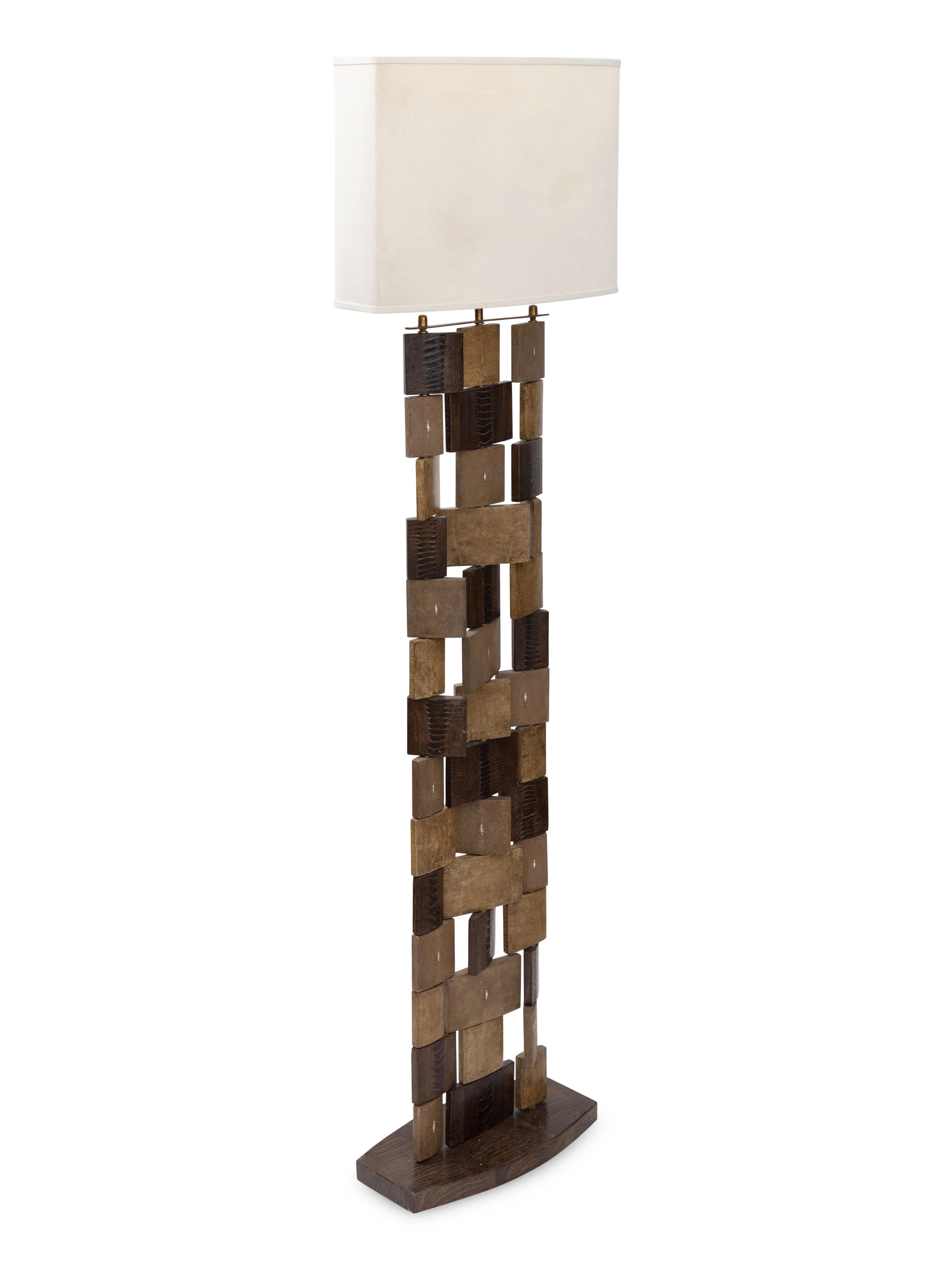 An R&Y Augousti Shagreen, Lizard and Ostrich Floor Lamp