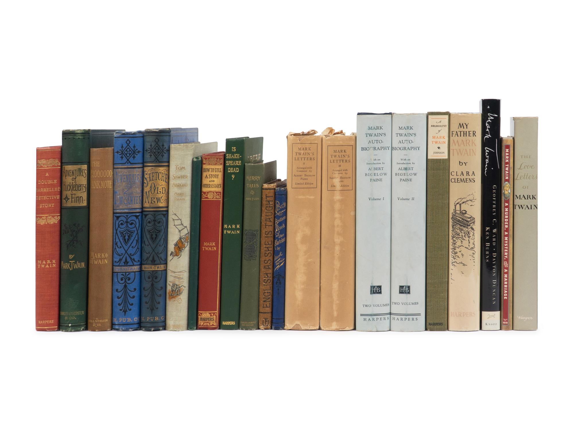 CLEMENS, Samuel L. ("Mark Twain") (1835-1910). A group of 19 titles, MOST FIRST EDITIONS, comprising: