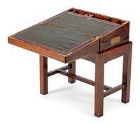 An English Brass-Mounted Rosewood Lap Desk on Later Stand