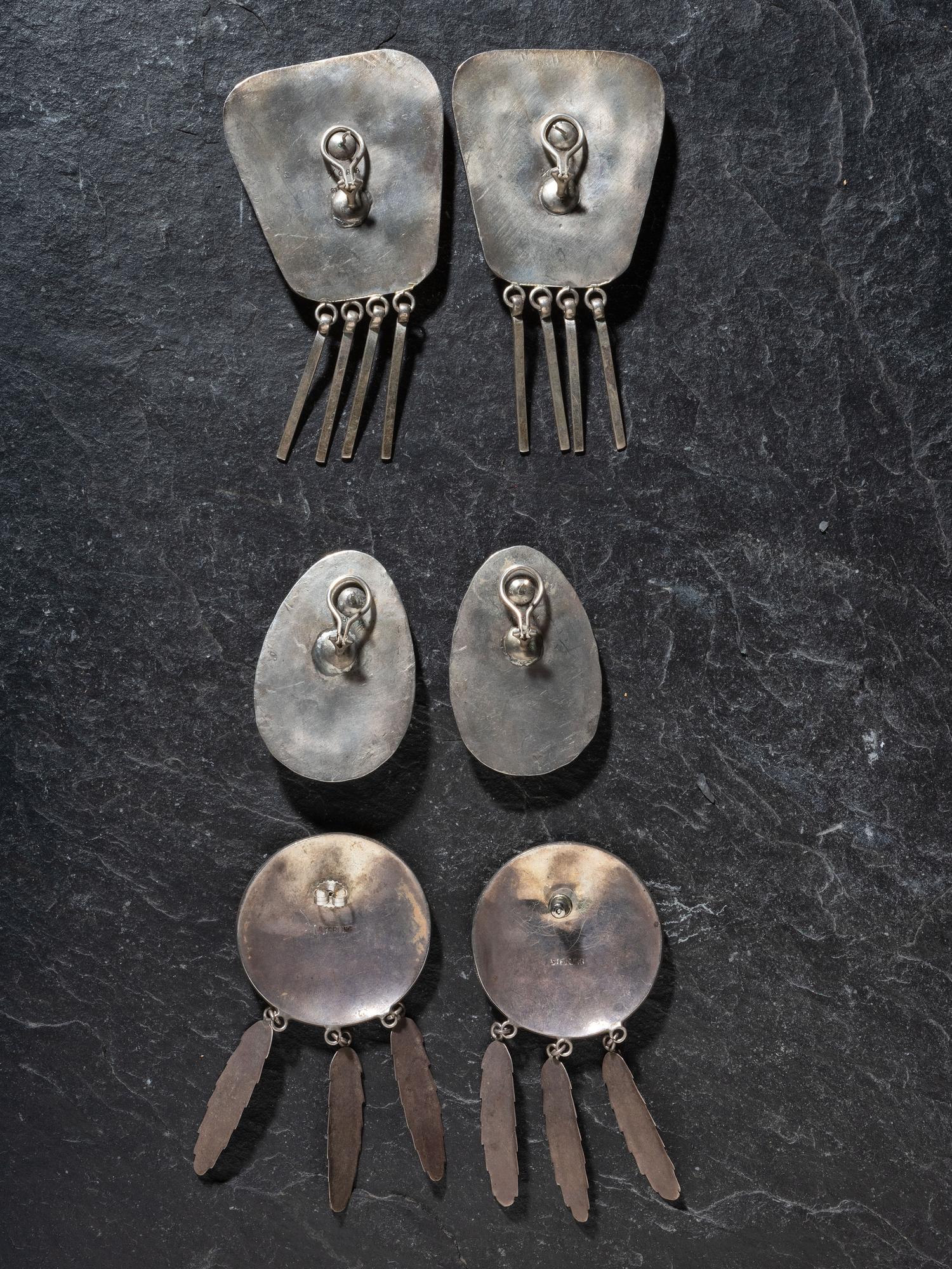 Navajo Concha Belt and Three Earrings