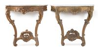 A Pair of Louis XV Painted Console Tables Height 36 3/4 x width 39 3/4 x depth 16 3/4 inches. — 18TH CENTURY