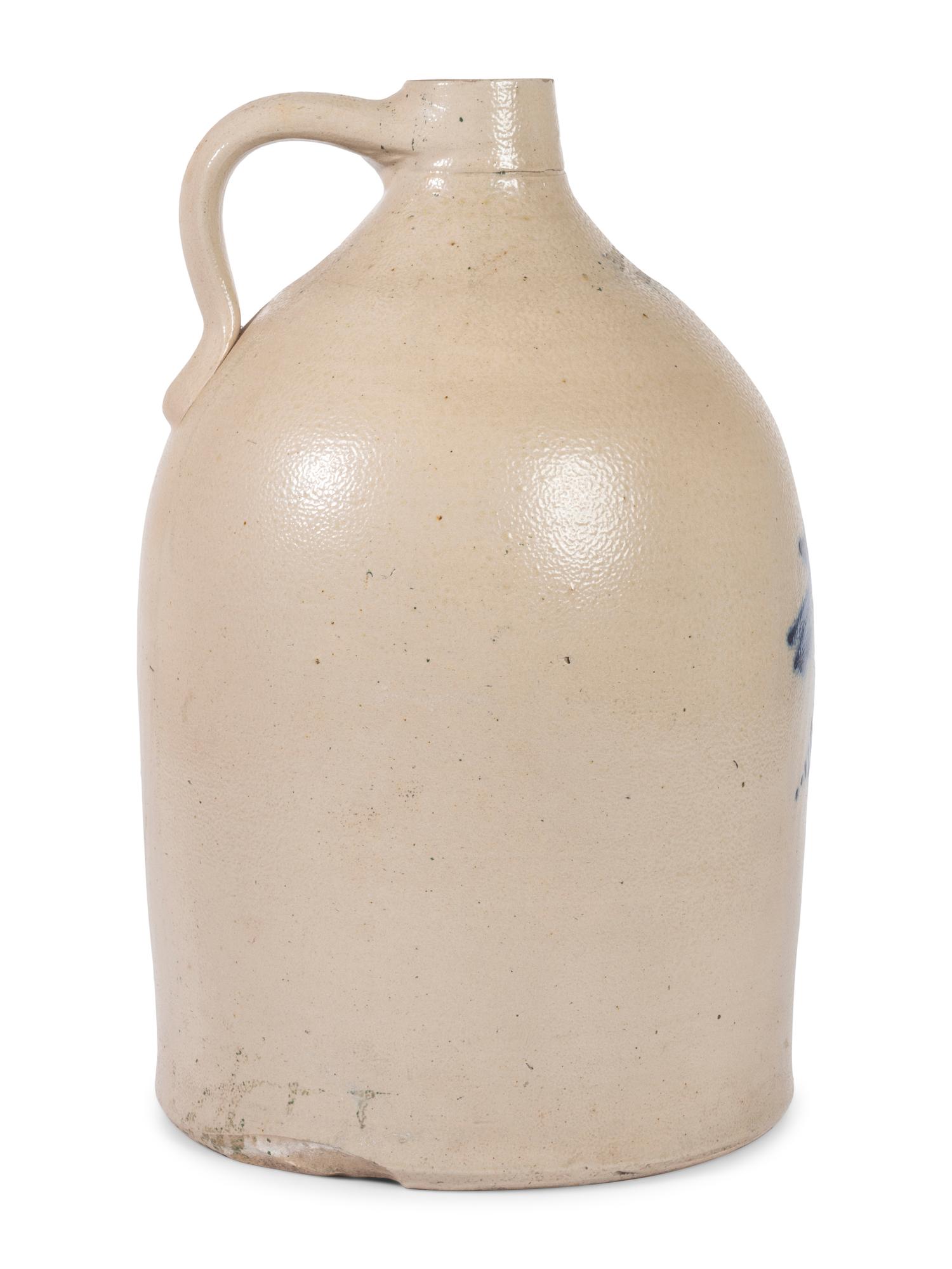 A Rogers & Co. Cobalt-Decorated Three-Gallon Stoneware Jug