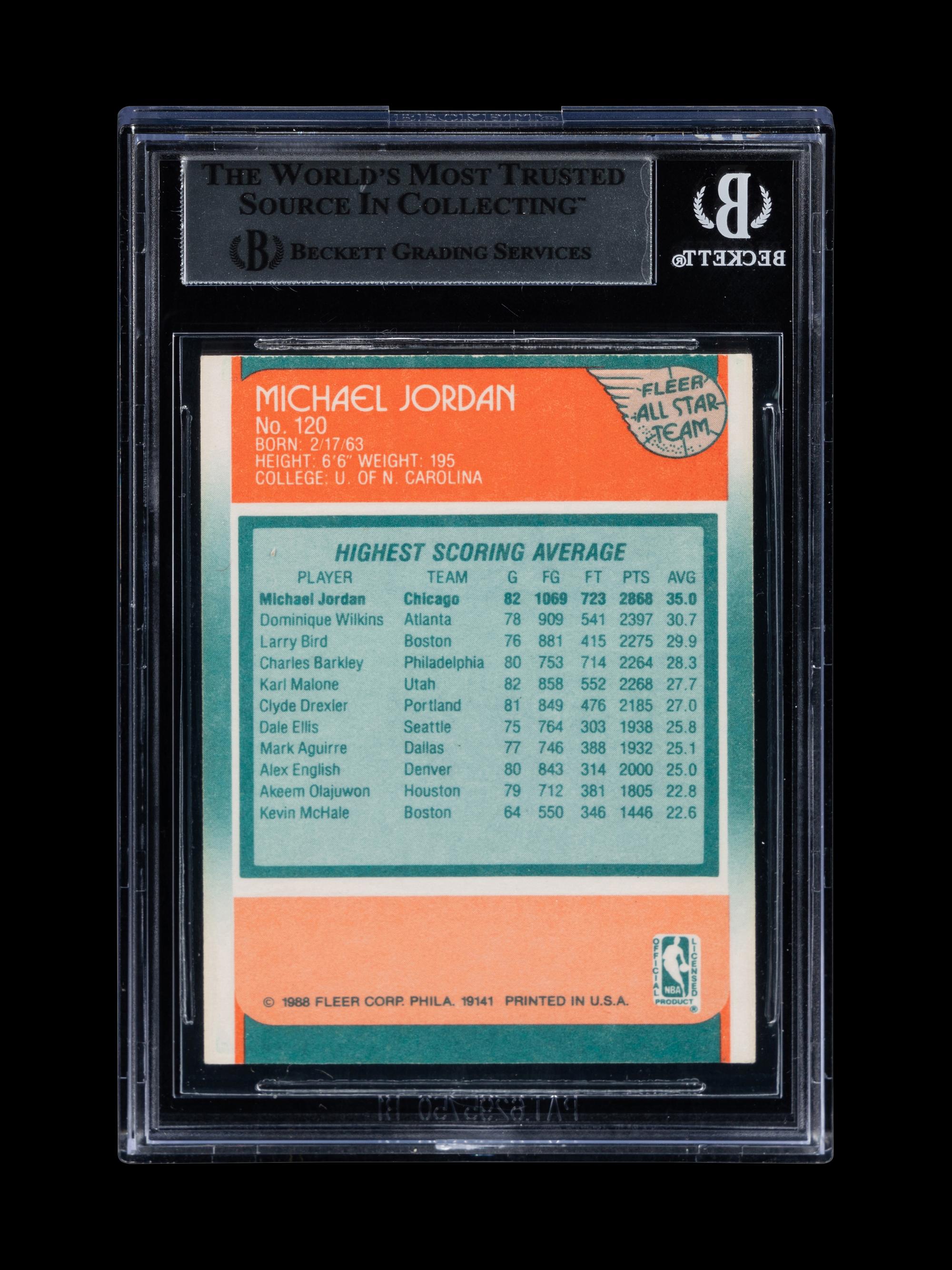 A Michael Jordan Signed Autograph 1988 Fleer Basketball Card No. 59 With Period Signature (Beckett Authentication Services BAS Certified)