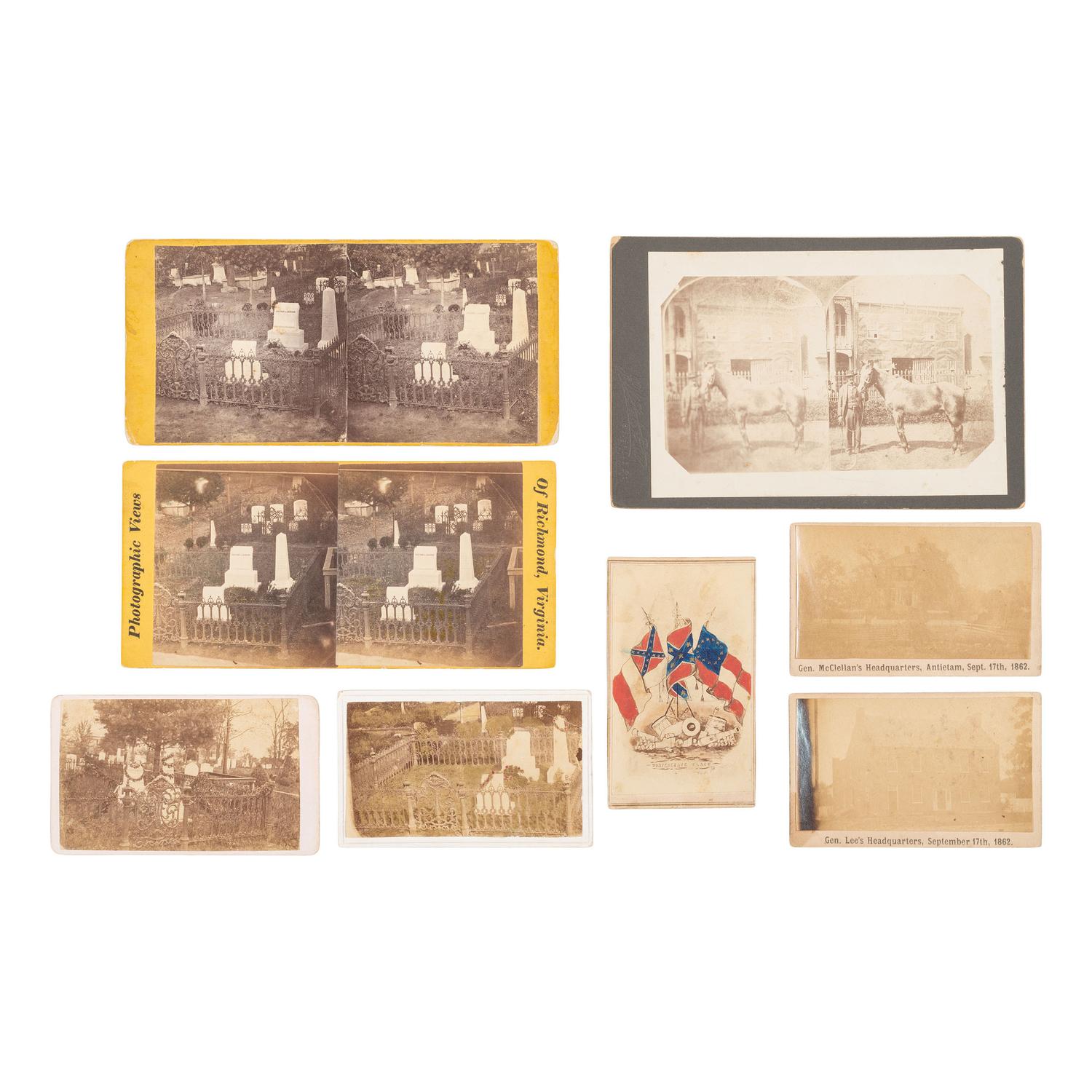 [Civil War] Eight Carte de Visites and Stereoviews of Confederate Landmarks