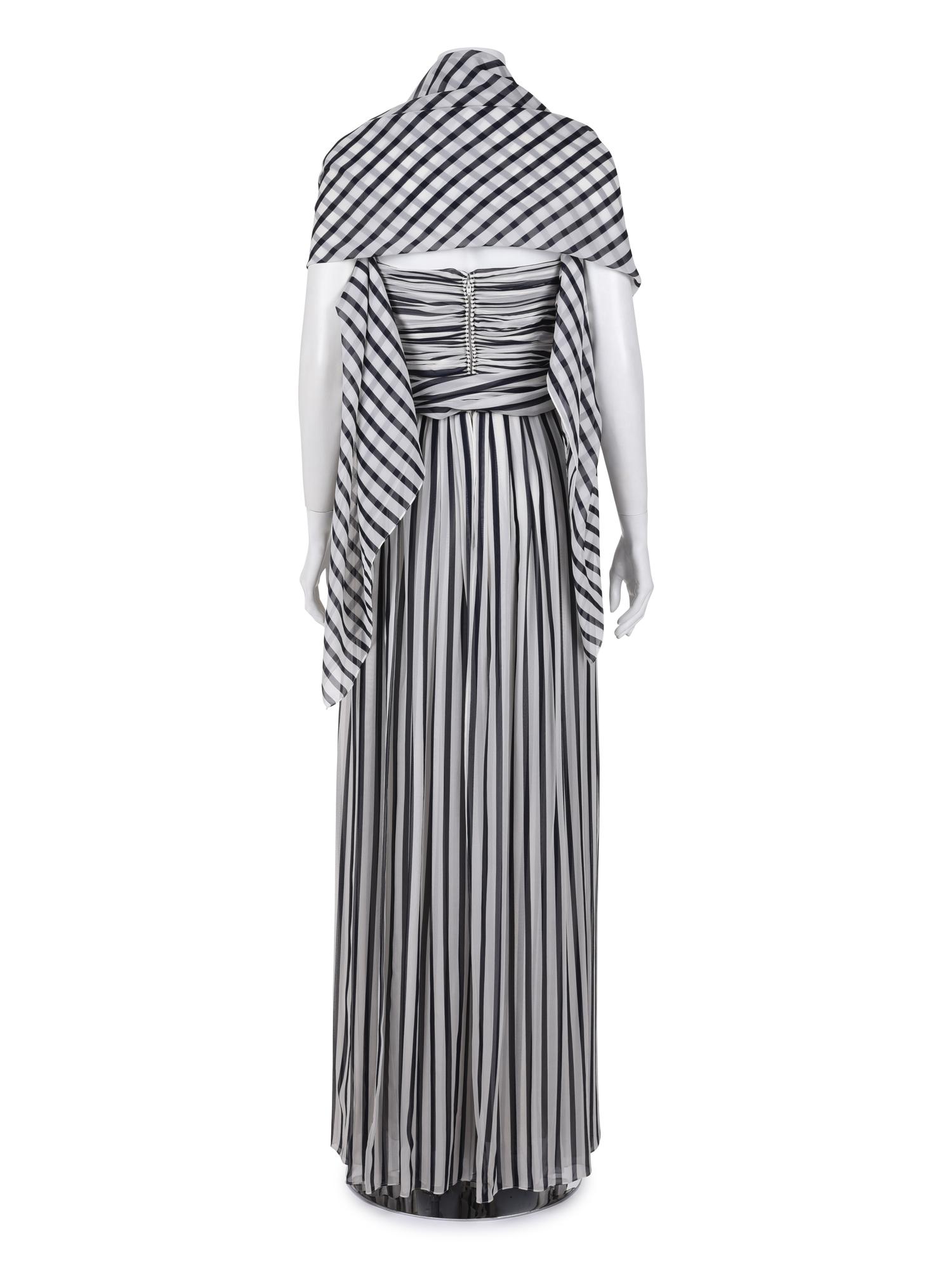 Oscar de la Renta Striped Strapless Jumpsuit, 1978-80