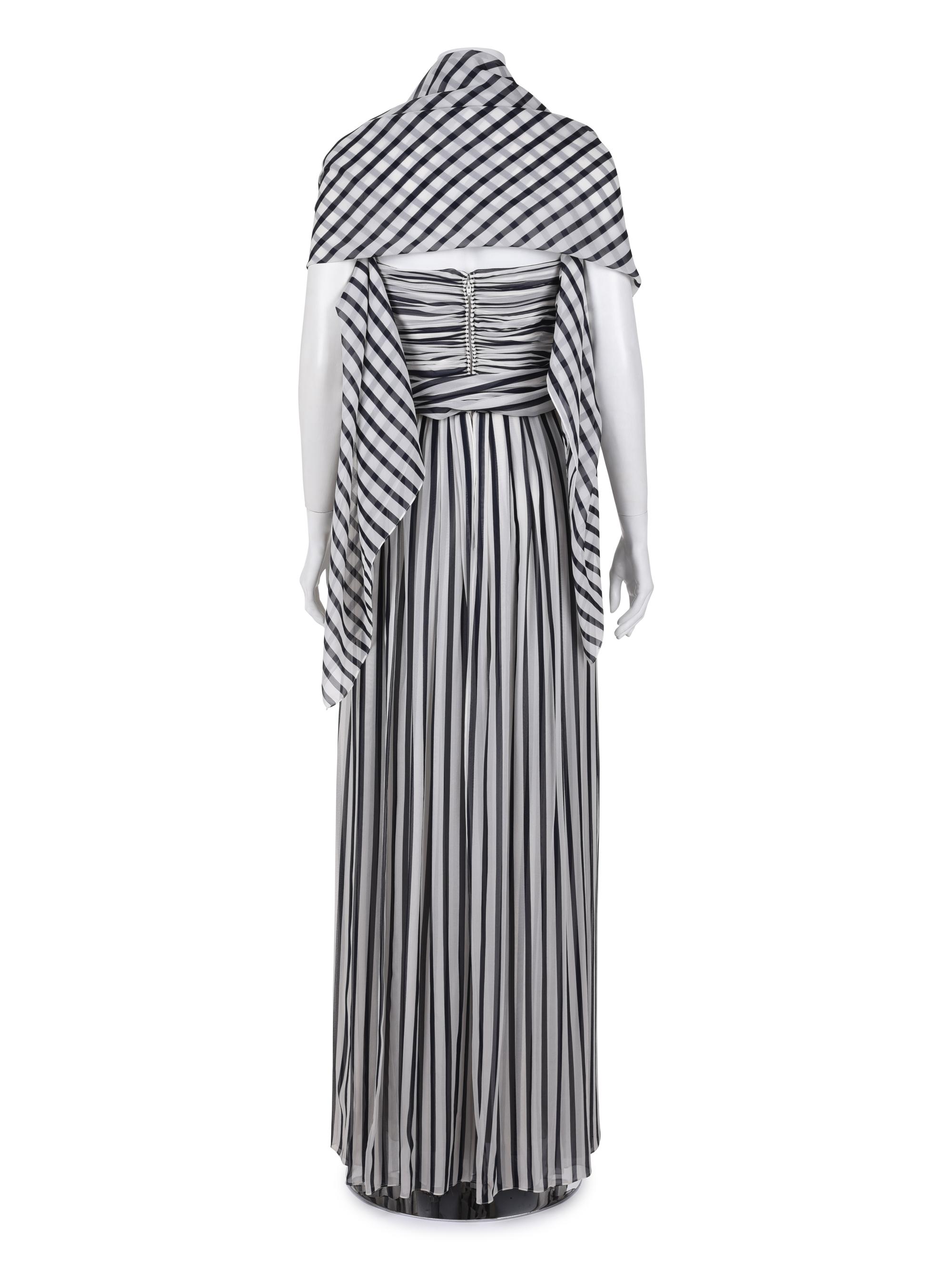 Oscar de la Renta Striped Strapless Jumpsuit, 1978-80