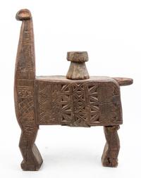 Four African Carved Wood Articles Height of tallest 26 1/2 inches.