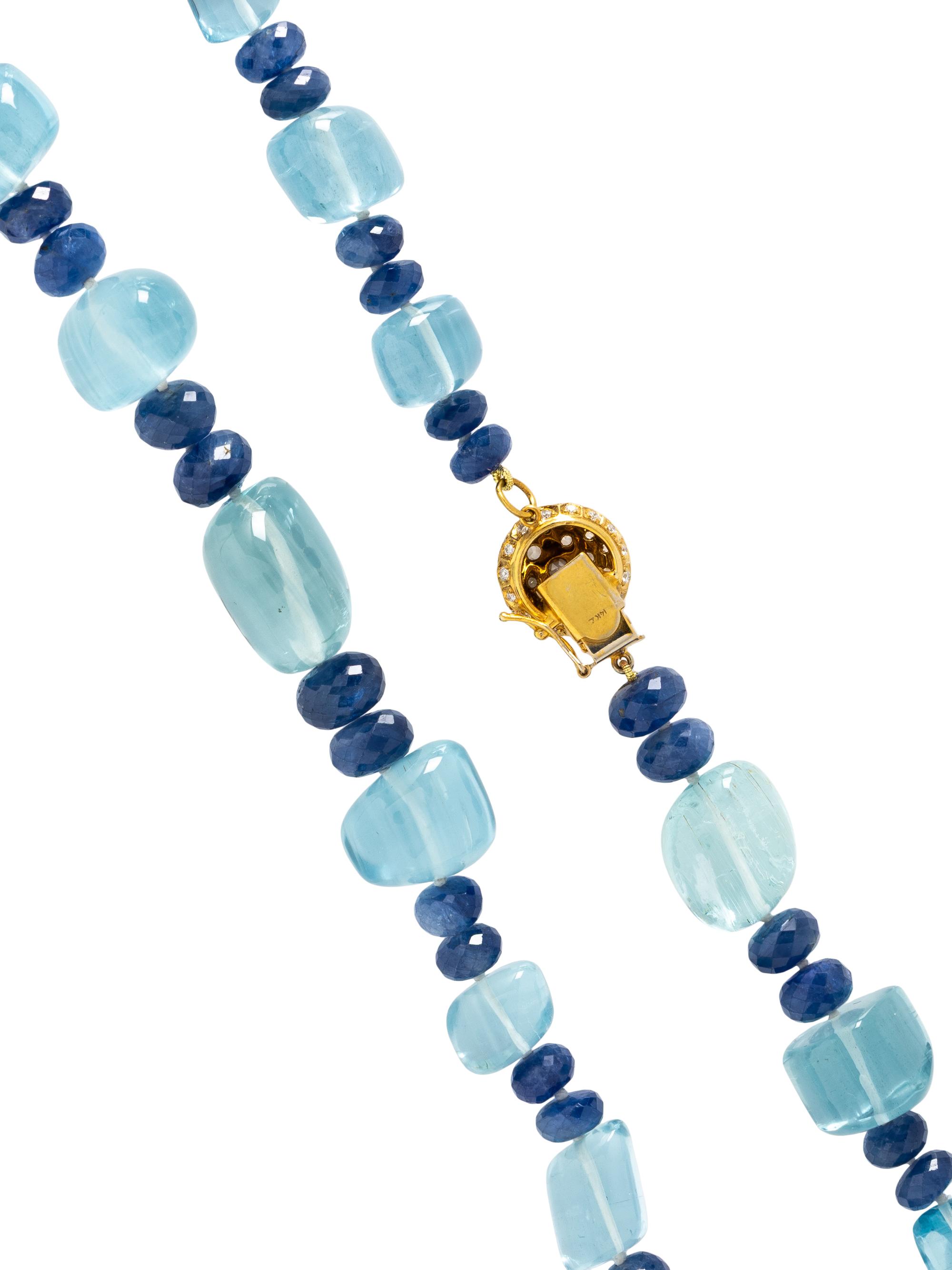 AQUAMARINE, SAPPHIRE, AND DIAMOND NECKLACE
