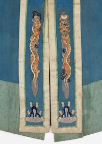 A Blue Ground Embroidered Silk Daoist Priest's Robe