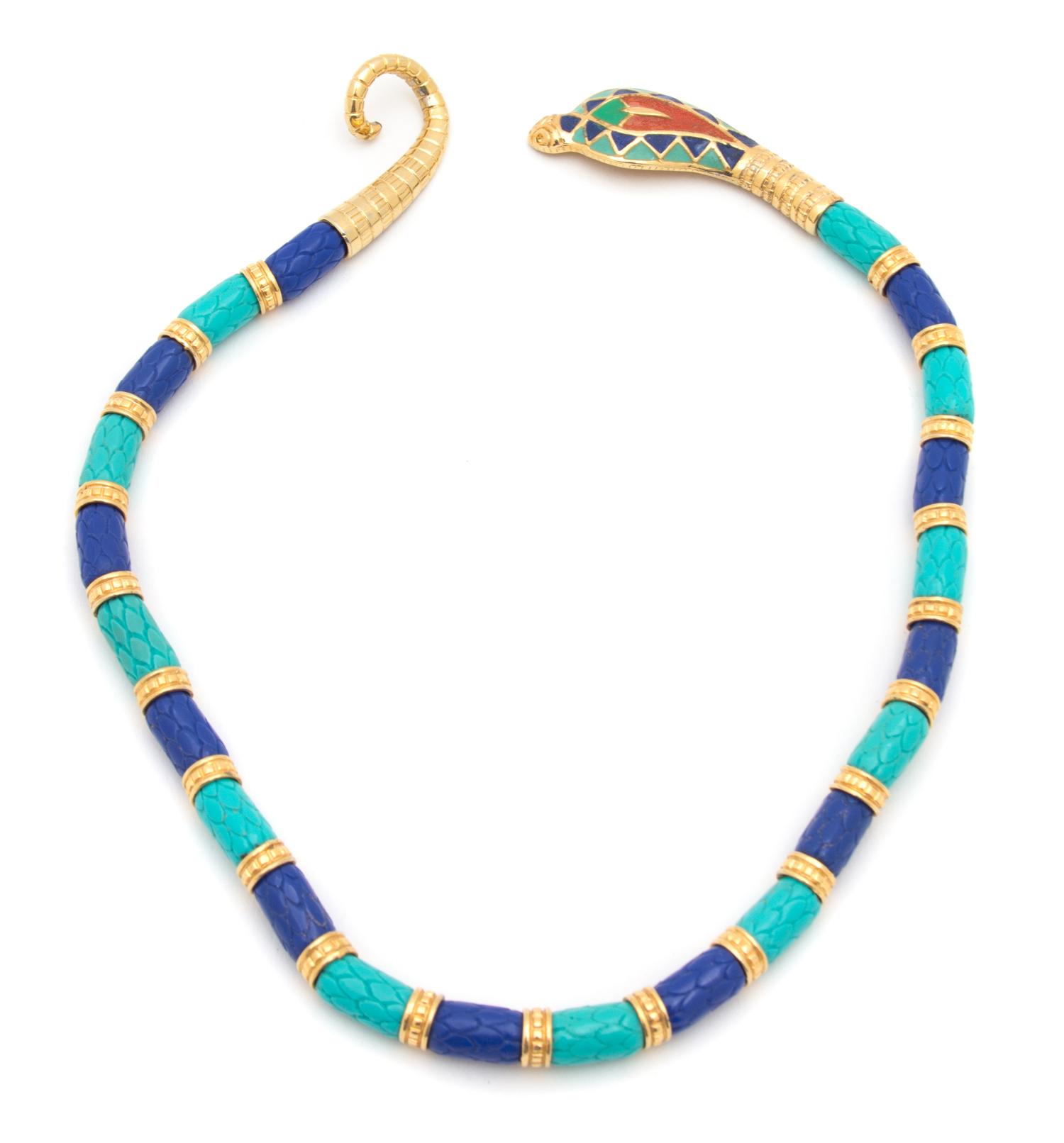 A Hattie Carnegie Multicolor Snake Necklace, 18".