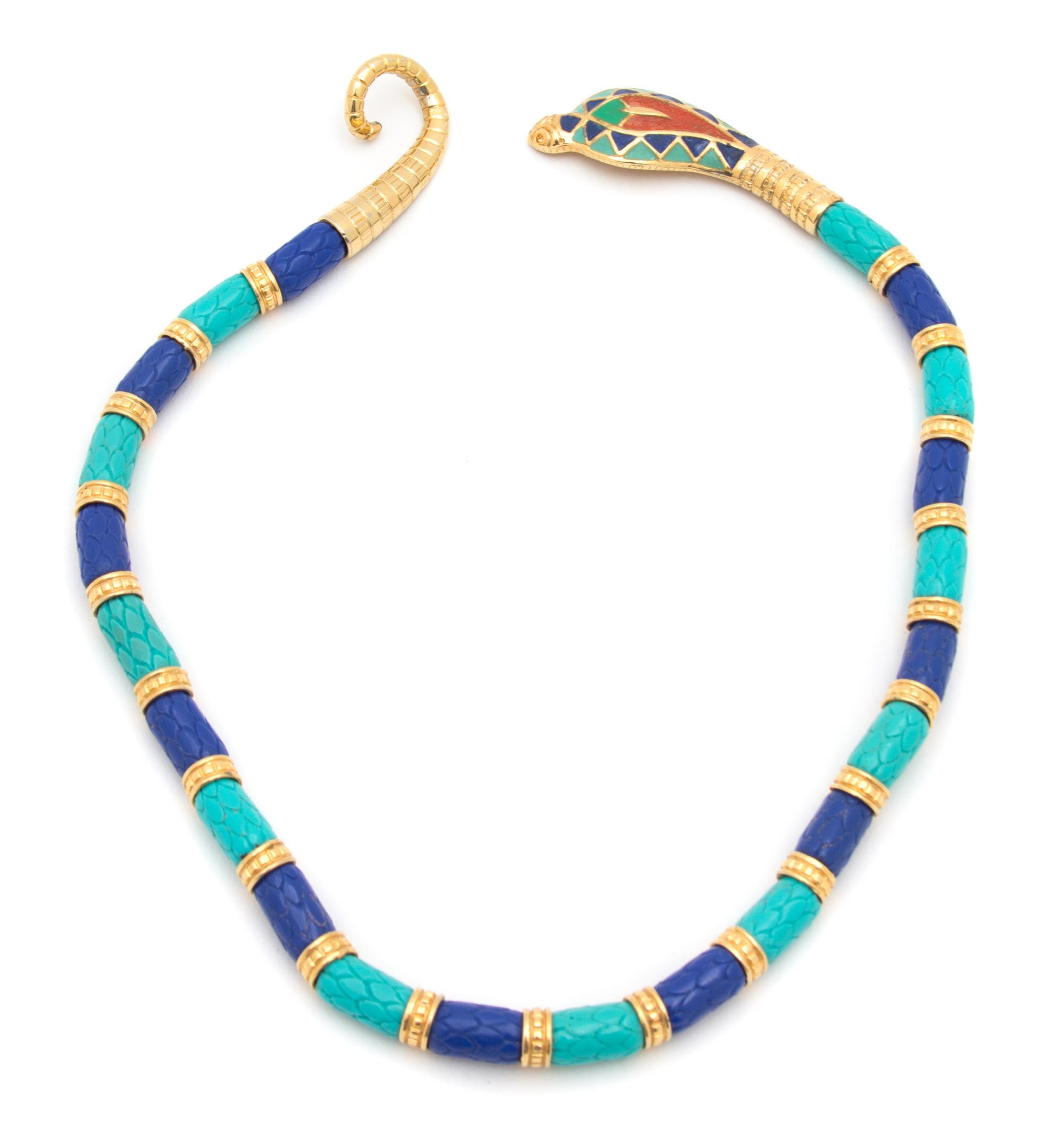 A Hattie Carnegie Multicolor Snake Necklace, 18".