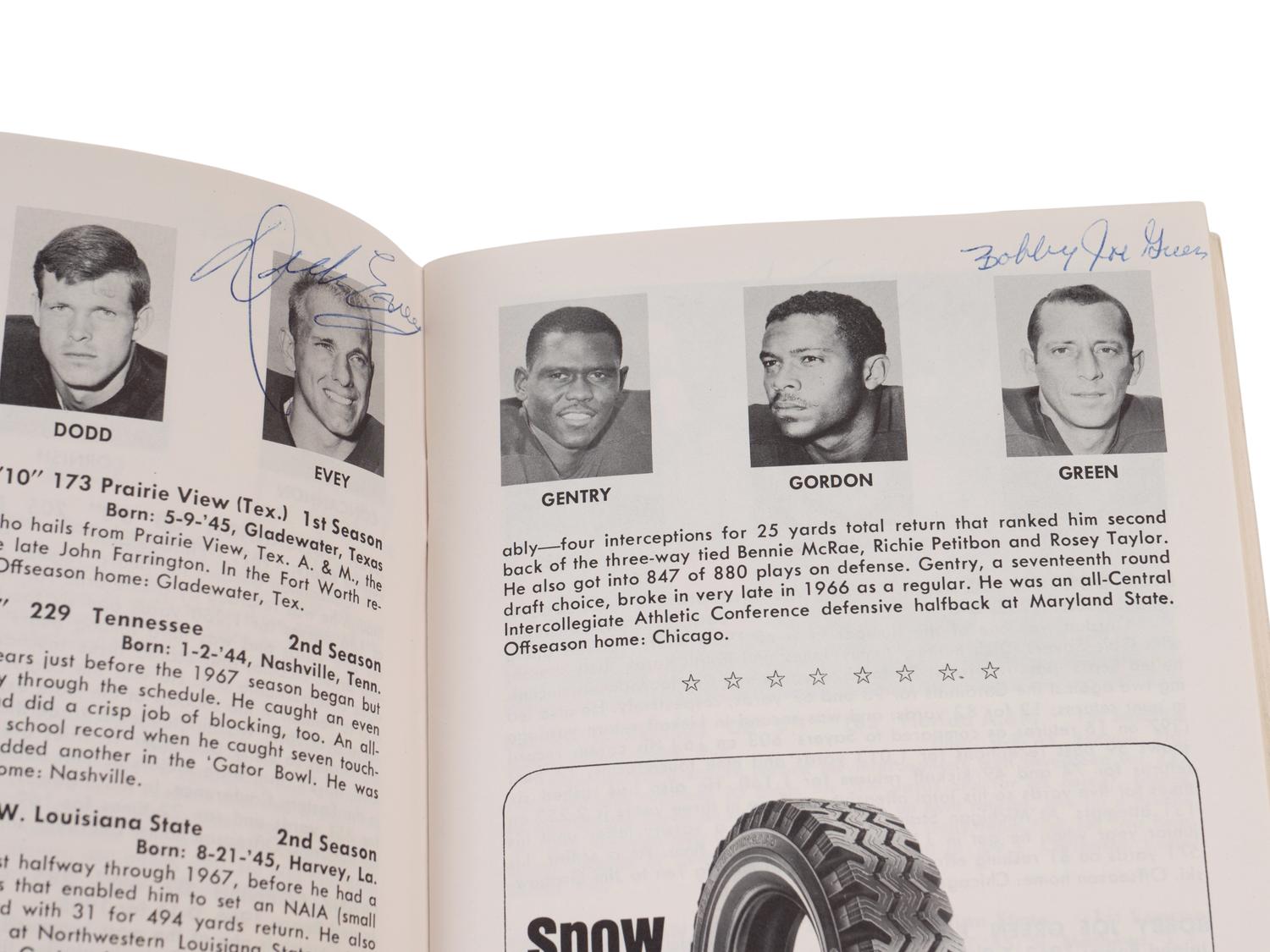 A 1968 Chicago Bears Signed Autograph Media Guide Including George Halas and Gale Sayers (PSA Authentic),