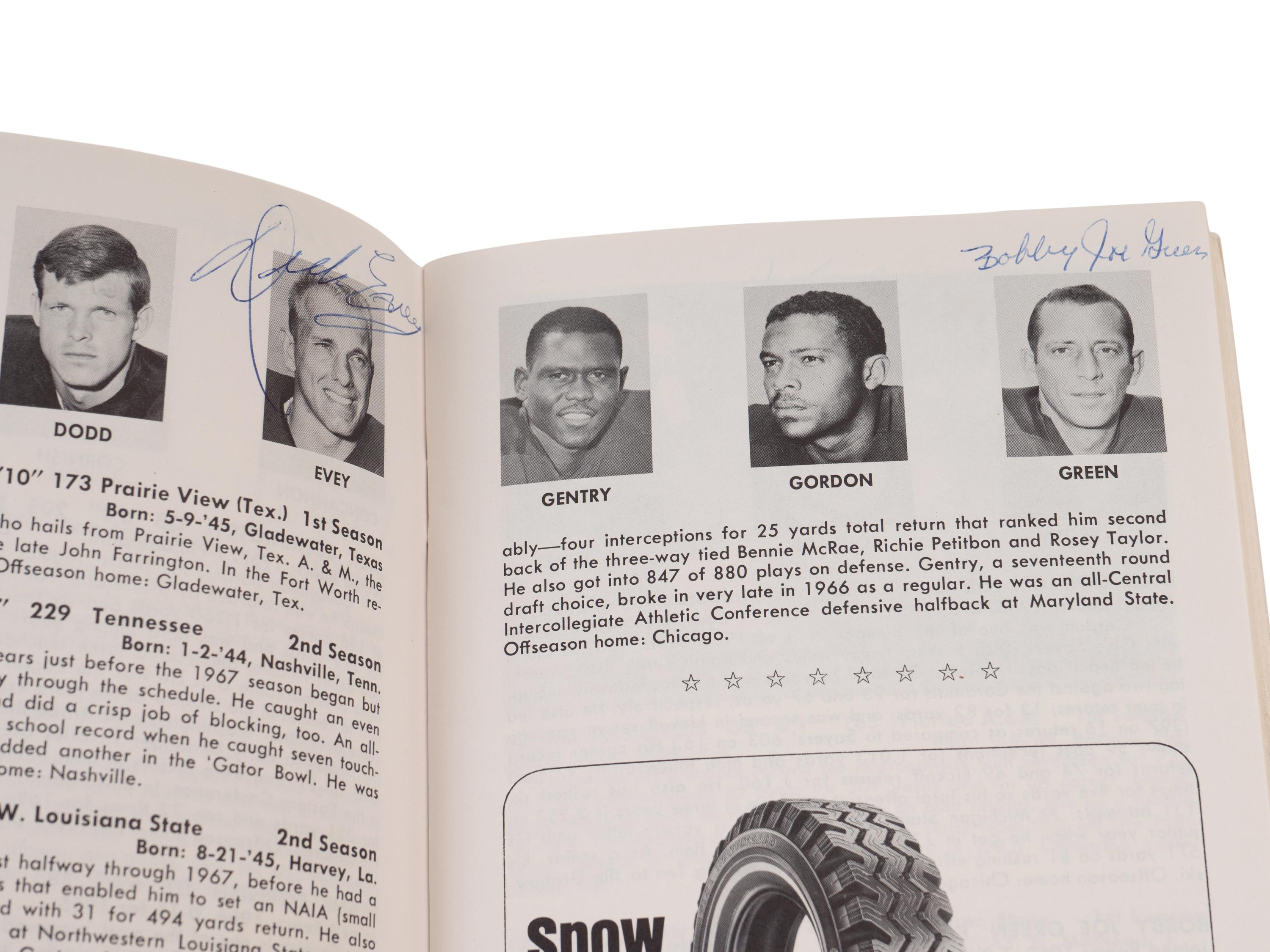 A 1968 Chicago Bears Signed Autograph Media Guide Including George Halas and Gale Sayers (PSA Authentic),