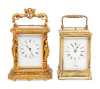 Two French Gilt-Brass Carriage Clocks