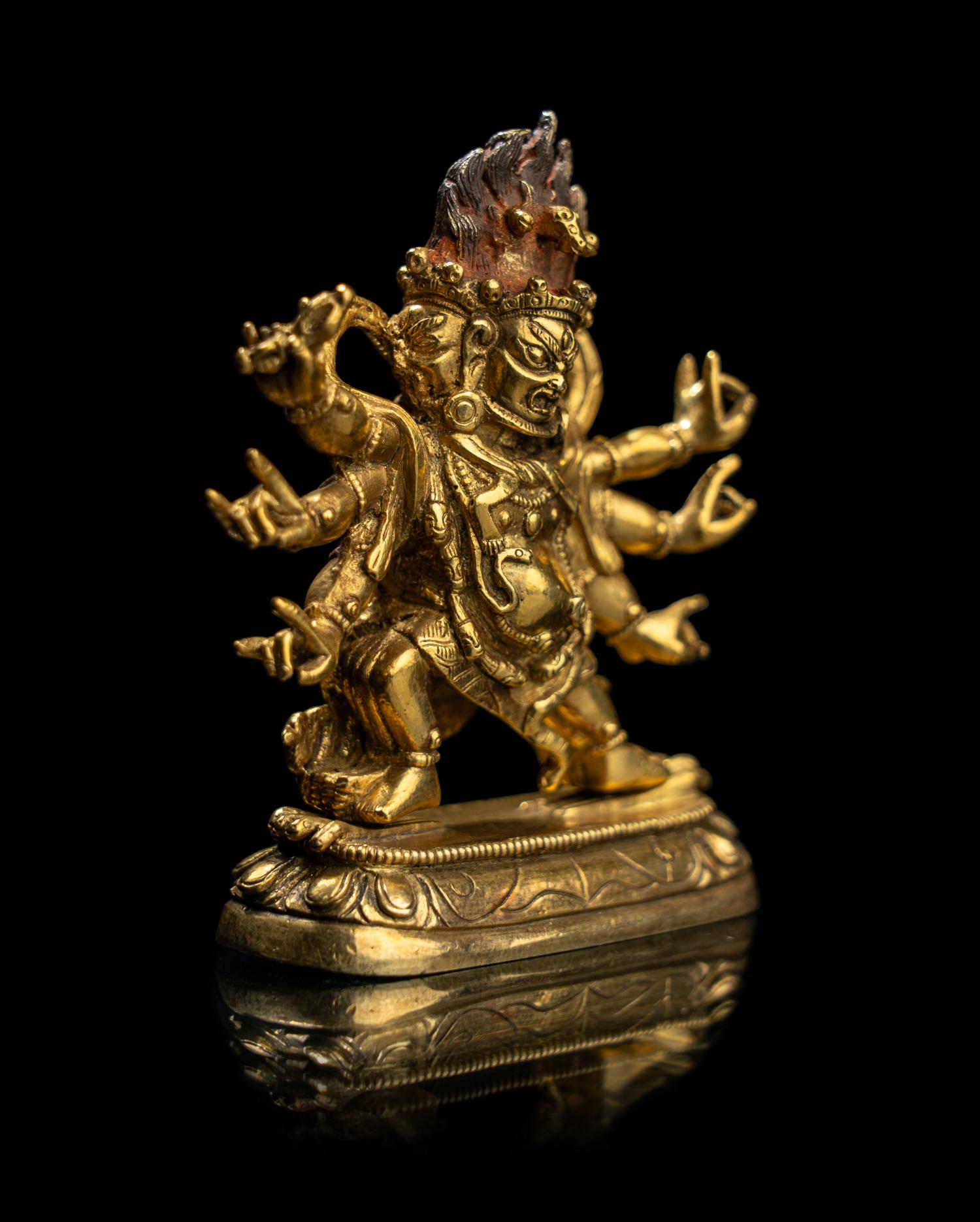 A Small Sino-Tibetan Gilt Bronze Figure of Vajrapani