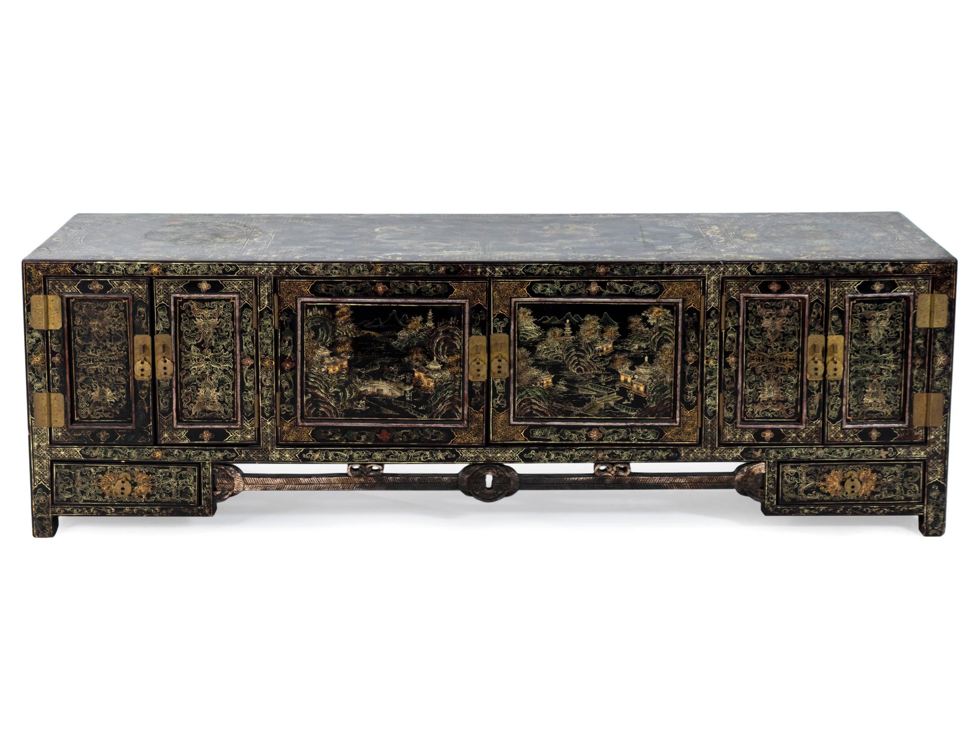 A Chinese Black Lacquer Low Cabinet — EARLY 20TH CENTURY