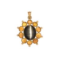 CAT'S EYE QUARTZ AND FIRE OPAL PENDANT